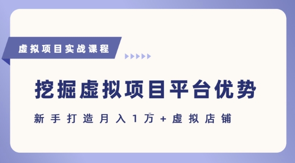 抓住虚拟项目各平台优势，新手轻松月入1W+(给出具体建议)-一起网赚吧