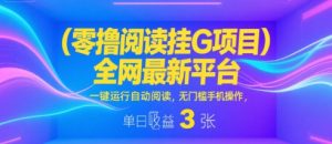 零撸阅读挂G项目,全网最新平台,一键运行自动阅读,无门槛手机操作,单日收益3张【揭秘】-一起网赚吧