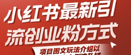 小红书最新引流创业粉方式，项目图文玩法介绍以及如何安全倒流私域-一起网赚吧