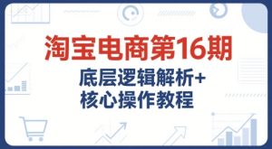淘宝电商第16期，底层逻辑解析+核心操作教程，运营、推广提升能力的必学课程+配套资料-一起网赚吧