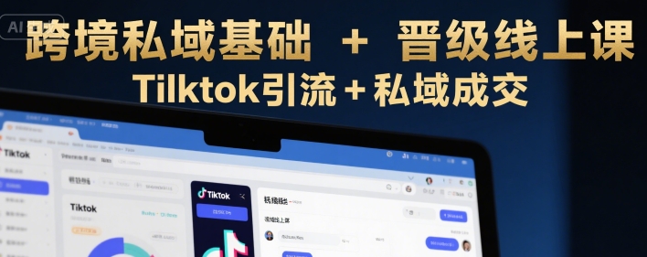 跨境私域基础+晋级线上课，Tilktok引流+私域成交-一起网赚吧