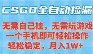 CSGO自动捡漏项目，最新独家玩法，一个手机可操作，新手小白轻松月入1W+，操作简单易上手【揭秘】-一起网赚吧