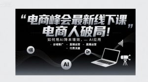 电商峰会最新线下课，电商人破局，如何用AI降本增效，AI应用-全域推广-直播运营-付费流量-一起网赚吧