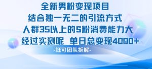 全新男粉变现项目引流人群35以上的男粉消费能力大 经过实测单日变现1k+-一起网赚吧
