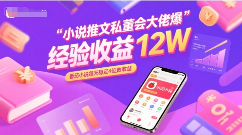小说推文私董会大佬爆单经验分享收益12W，番茄小说每天稳定4位数收益-一起网赚吧