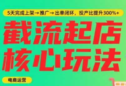 淘宝截流快速起店玩法，掌握暴力快速起店的流程，5天完成上架-推广-出单闭环-一起网赚吧
