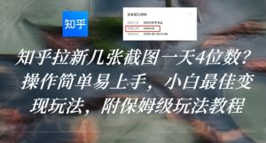 知乎拉新几张截图一天4位数?操作简单易上手,小白最佳变现玩法,附保姆级玩法教程-一起网赚吧