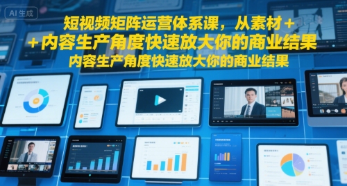 短视频矩阵运营体系课，从素材+内容生产角度快速放大你的商业结果-一起网赚吧