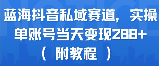 蓝海抖音私域赛道，实操单账号当天变现288+(附教程)-一起网赚吧