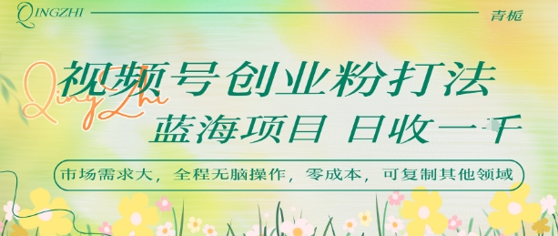 视频号创业粉打法，日入1k，蓝海项目，市场需求大，全程无脑操作，可复制-一起网赚吧