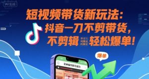 短视频带货新玩法：抖音一刀不剪带货，不剪辑，纯搬运，新手也能轻松爆单!-一起网赚吧