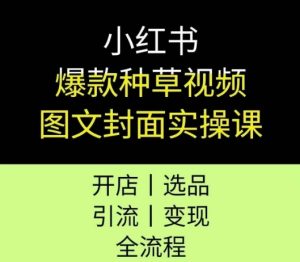 小红书爆款种草视频图文封面实操课,开店、选品、引流、变现全流程-一起网赚吧