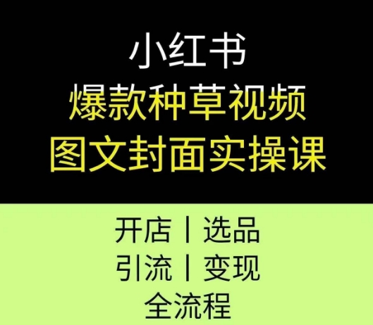 小红书爆款种草视频图文封面实操课，开店、选品、引流、变现全流程-一起网赚吧