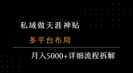 私域做天涯神贴 多平台布局 月入5k+详细流程拆解-一起网赚吧