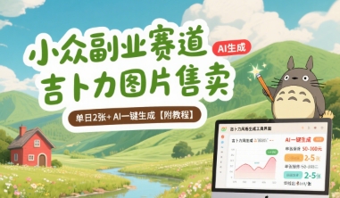 小众副业赛道 吉卜力图片售卖 单日2张+ AI一键生成【附教程】-一起网赚吧