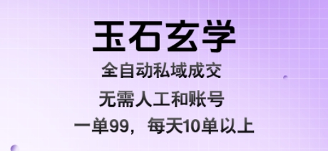 玉石玄学全自动私域成交，一单99每天十单以上，无需人工和矩阵账号，蓝海项目直接干【揭秘】-一起网赚吧