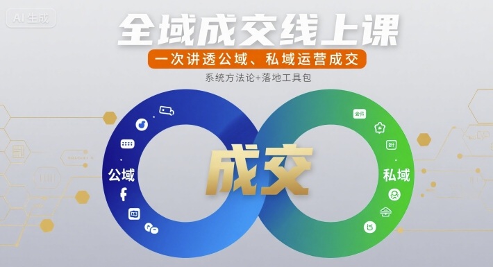 全域成交线上课，一次讲透公域、私域运营成交-一起网赚吧