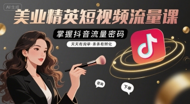 美业精英短视频流量课，掌握抖音流量密码，天天有询单，条条有转化-一起网赚吧