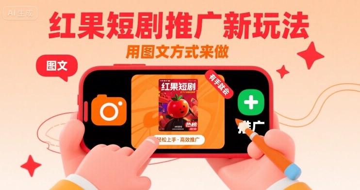 红果短剧推广新玩法，用图文方式来做，有手就会-一起网赚吧