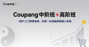 Coupang中阶班+高阶班，0到1入门跨境电商，在家一台电脑挣韩国人的钱-一起网赚吧