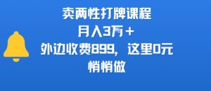 卖两性打牌课程，月入3W+外边收费899的课程，这里0元，悄悄做-一起网赚吧
