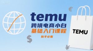 temu跨境电商小白基础入门课程，新手必看-一起网赚吧
