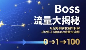 Boss流量大揭秘，从起号到转化细节拆解，从0到1打造Boss流量全流程-一起网赚吧