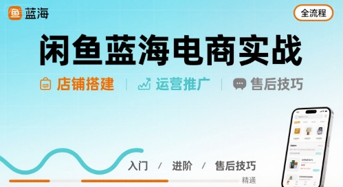 闲鱼蓝海电商实战，店铺搭建运营售后全流程-一起网赚吧