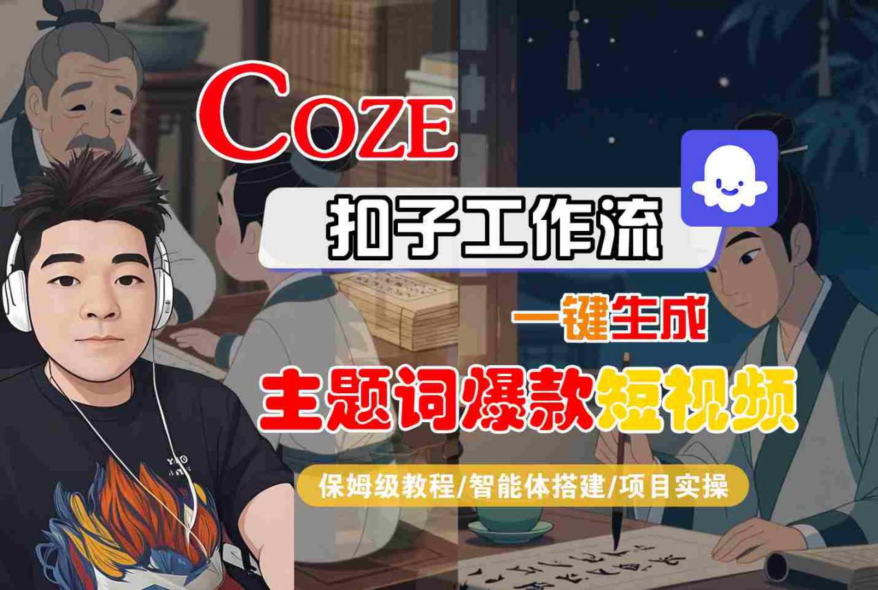 COZE扣子工作流一键生成主题词爆款短视频，保姆级教程-智能体搭建-项目实操-一起网赚吧