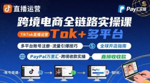 跨境电商线上课，TikTok 直播运营 + 多平台账号注册 + PayPal 万里汇实操教程-一起网赚吧