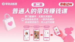小红书带货第二期训练营，普通人月收过W的带货课，时间自由，零门槛无压货，一部手机即可操作-一起网赚吧