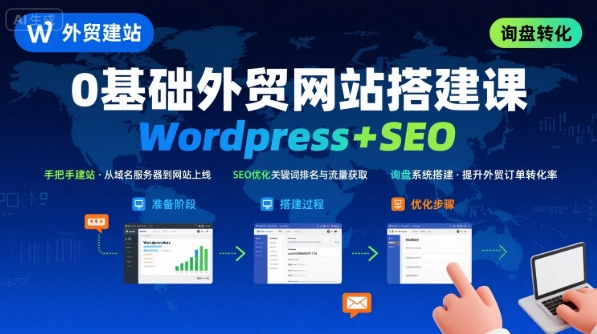 WordPress外贸建站+SEO优化课程，手把手教你从0到1搭建可获得询盘的外贸网站-一起网赚吧