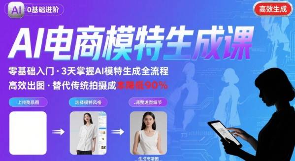 AI模特进阶课程，0基础高效生成逼真电商模特图-一起网赚吧