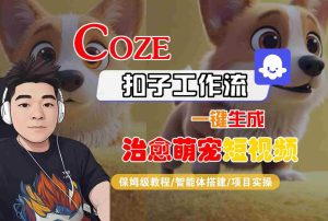 COZE扣子工作流一键生成治愈萌究短视频,保姆级教程-智能体搭建-项目实操-一起网赚吧