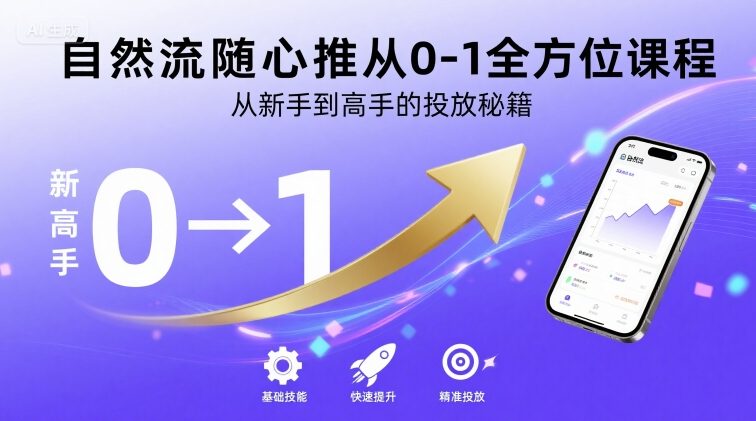 自然流随心推从0-1全方位课程，从新手到高手的投放秘籍-一起网赚吧