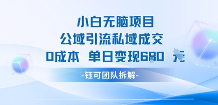 小白无脑项目公域引流私域成交0成本单日变现680米-一起网赚吧