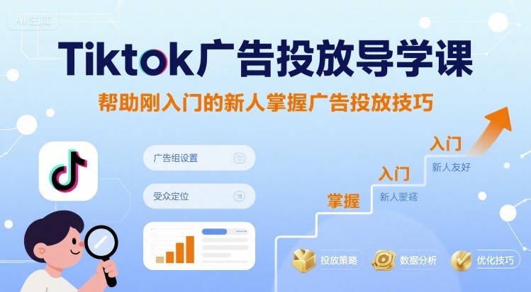 Tiktok广告投放导学课，帮助刚入门的新人掌握广告投放技巧-一起网赚吧