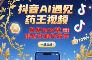 抖音AI遇见药王视频，条条10W赞，快速起千粉万粉号，傻瓜式制作教学-一起网赚吧