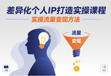 差异化个人IP打造实操课程，实操流量变现方法-一起网赚吧