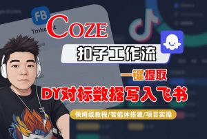 COZE扣子工作流一键提取DY对标数据写入飞书，保姆级教程-智能体搭建-项目实操-一起网赚吧