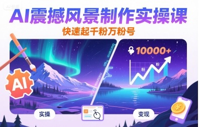 AI震撼风景制作实操课，快速起千粉万粉号-一起网赚吧