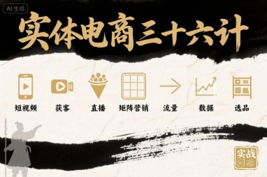 实体电商三十六计，短视频-获客-直播-矩阵营销-流量-数据-选品-一起网赚吧
