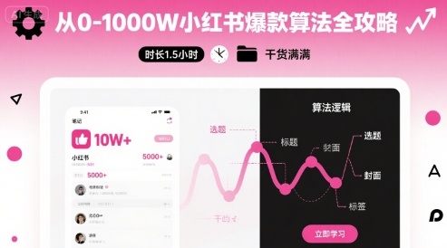 从0-1000W小红书爆款算法全攻略，时长1.5小时，干货满满-一起网赚吧