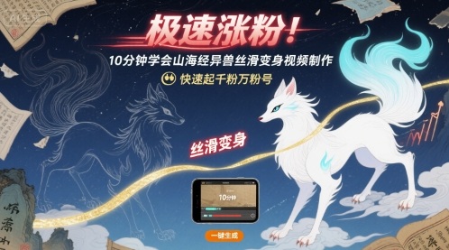 极速涨粉！10分钟学会山海经异兽丝滑变身视频制作，快速起千粉万粉号-一起网赚吧