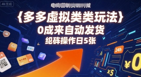 多多虚拟类目玩法，0成本全自动发货，矩阵操作日5张-一起网赚吧