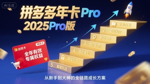 拼多多年卡2025Pro版，五大板块从认知到基础、从推广到活动、从活动到玩法-一起网赚吧
