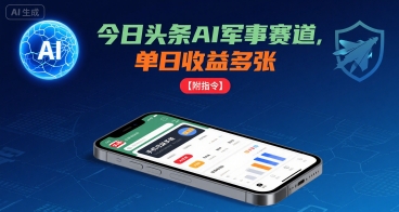 今日头条AI军事赛道，单日收益多张 ，手机可做【附指令】-一起网赚吧