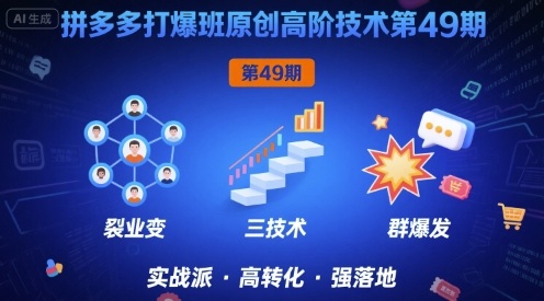拼多多打爆班原创高阶技术第49期，拼多多裂变+阶梯+群爆-一起网赚吧