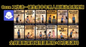 coze工作流一键生成”中年男人困境扎心高涨粉高播放量图文视频”保姆级拆解教程，无需剪辑，无需拍摄写文案-一起网赚吧