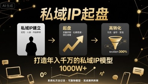 私域IP起盘，私域ip建立、起盘、高转化，打造年入千万的私域ip模型-一起网赚吧